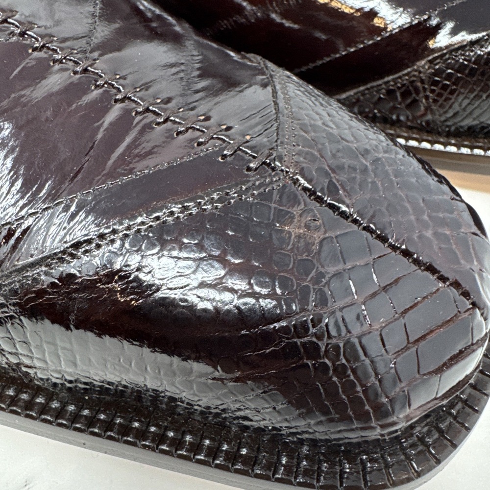 Belvedere Studio Genuine Eel Skin Men's Dress shoes - 14D Brown New In Box!! - Picture 12 of 14